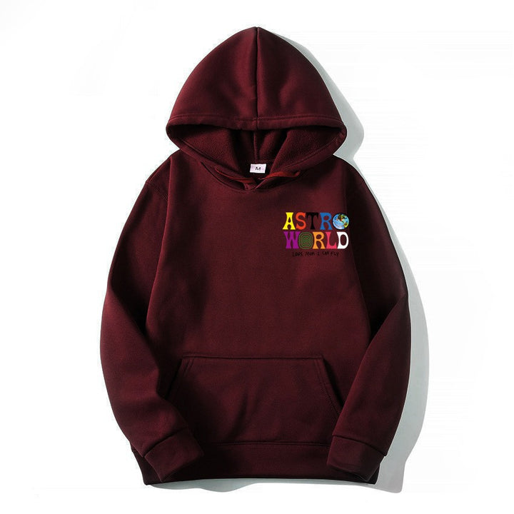 Damegens hoodie med lekent grafisk design og myk innside Skjora