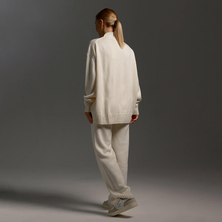 Damers Koselige Strikket Jumpsuit med Høy Krage og Løs Passform Skjora