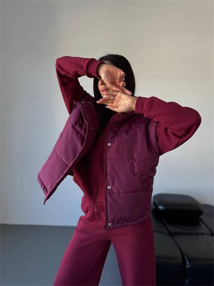 Kvindes quilted vest med hætte Skjora