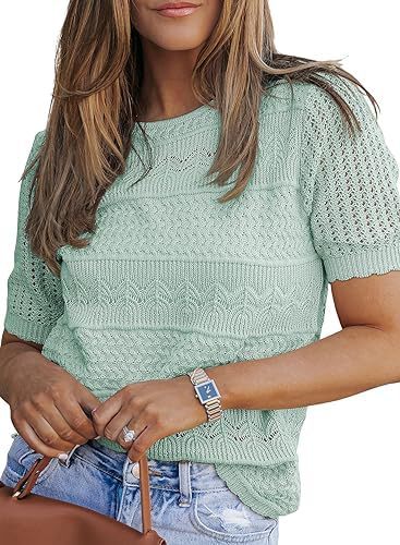Kvinnens strikkede topp med unik teksturert design Skjora