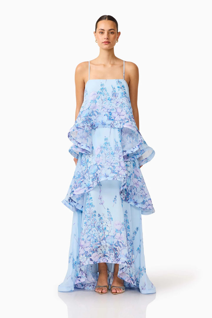Kvinne maxi dress med volanger detaljer Skjora