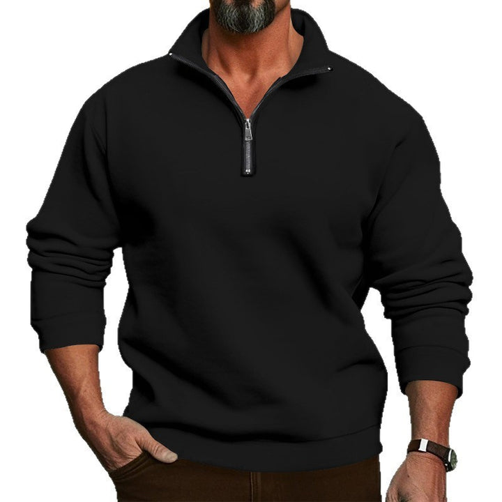 Herresweatshirt med halv glidelås og koselig fleece Skjora