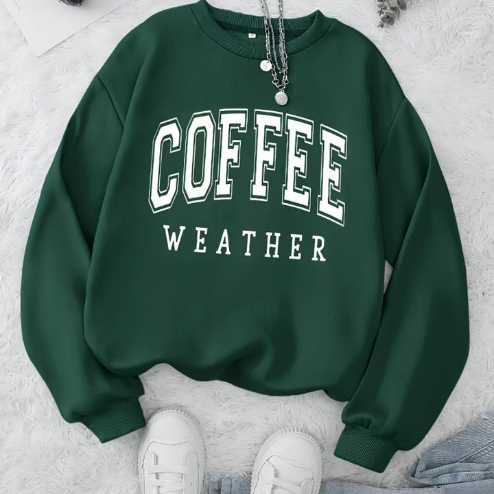 Dame sweatshirt med moderne Coffee Weather trykk Skjora