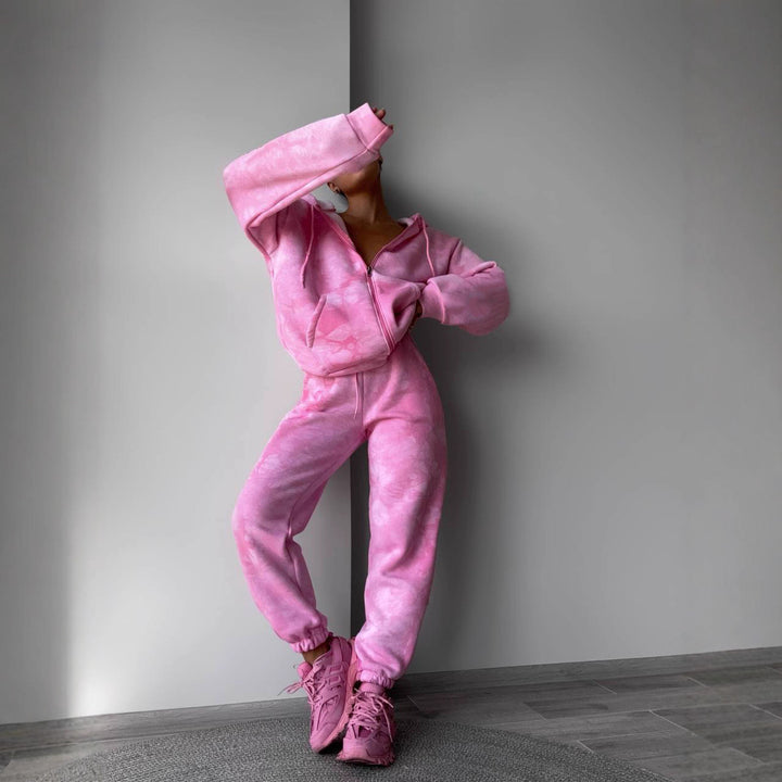 Damer sportslig fleece-joggedrakt Skjora