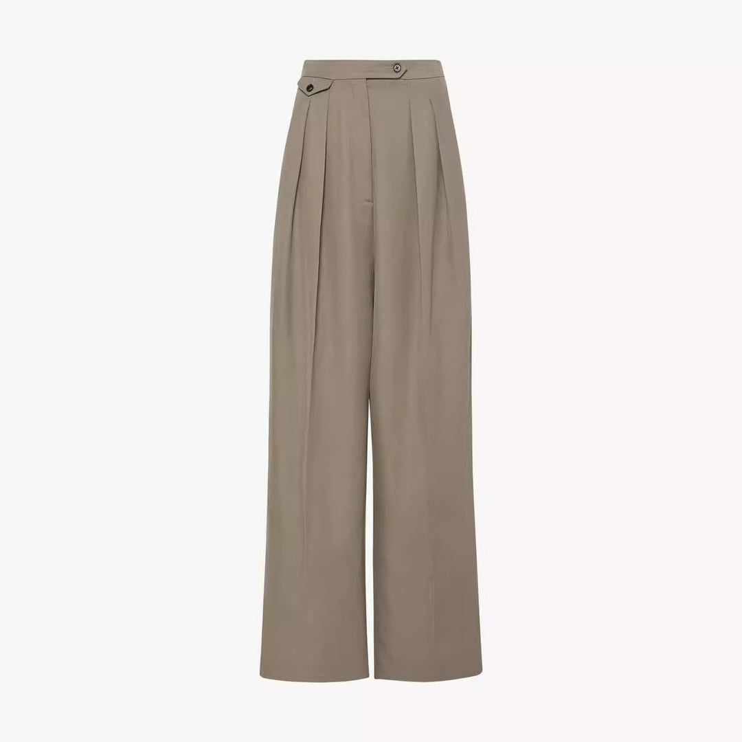 Damer elegant høyt liv bukse med klassiske folder Skjora