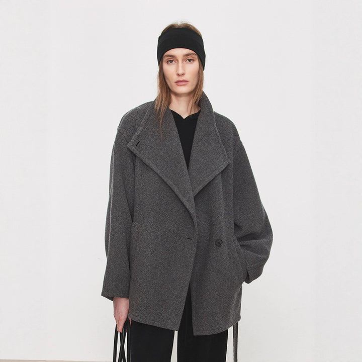 Dame elegant oversized frakk med belte