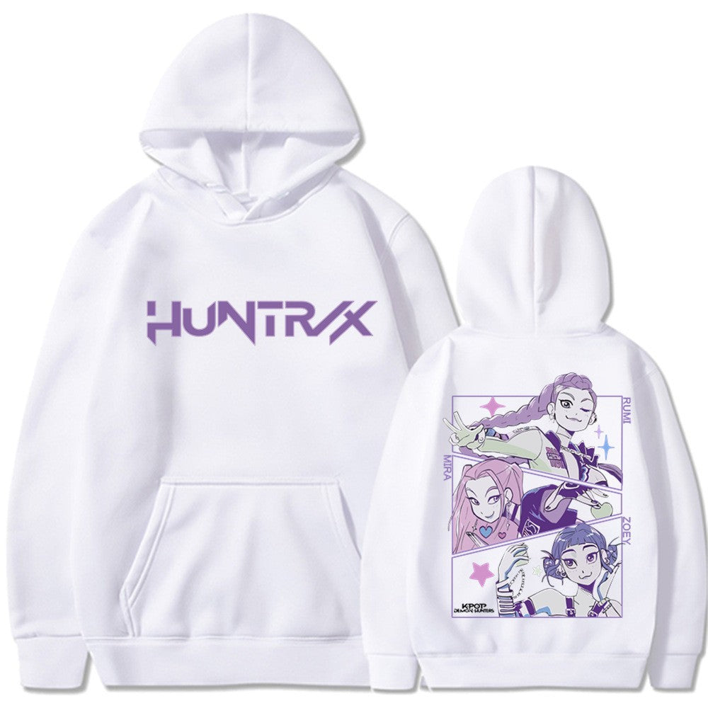 Dame het hoodie med kunstnerisk anime trykk Skjora