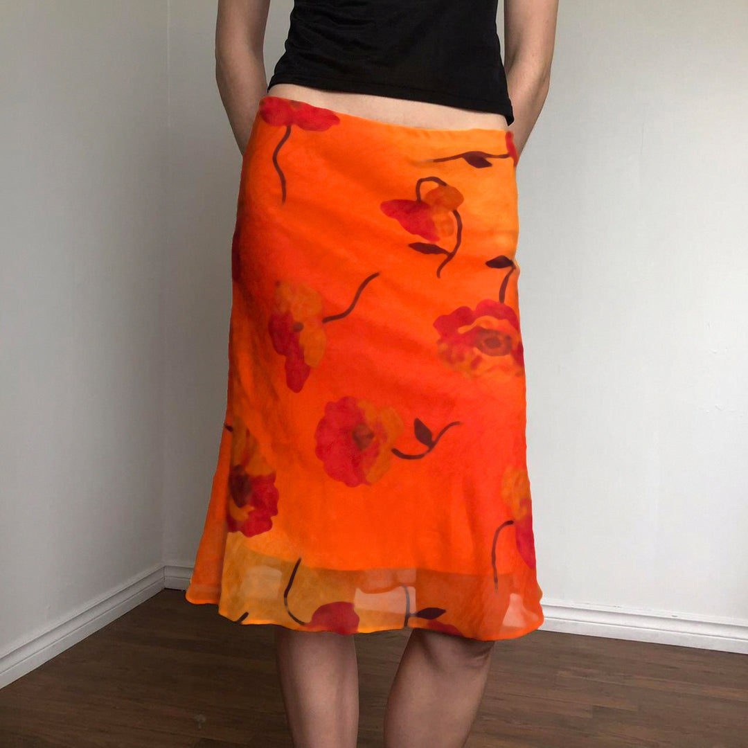 Ladies' airy maxi skirt with floral design Skjora
