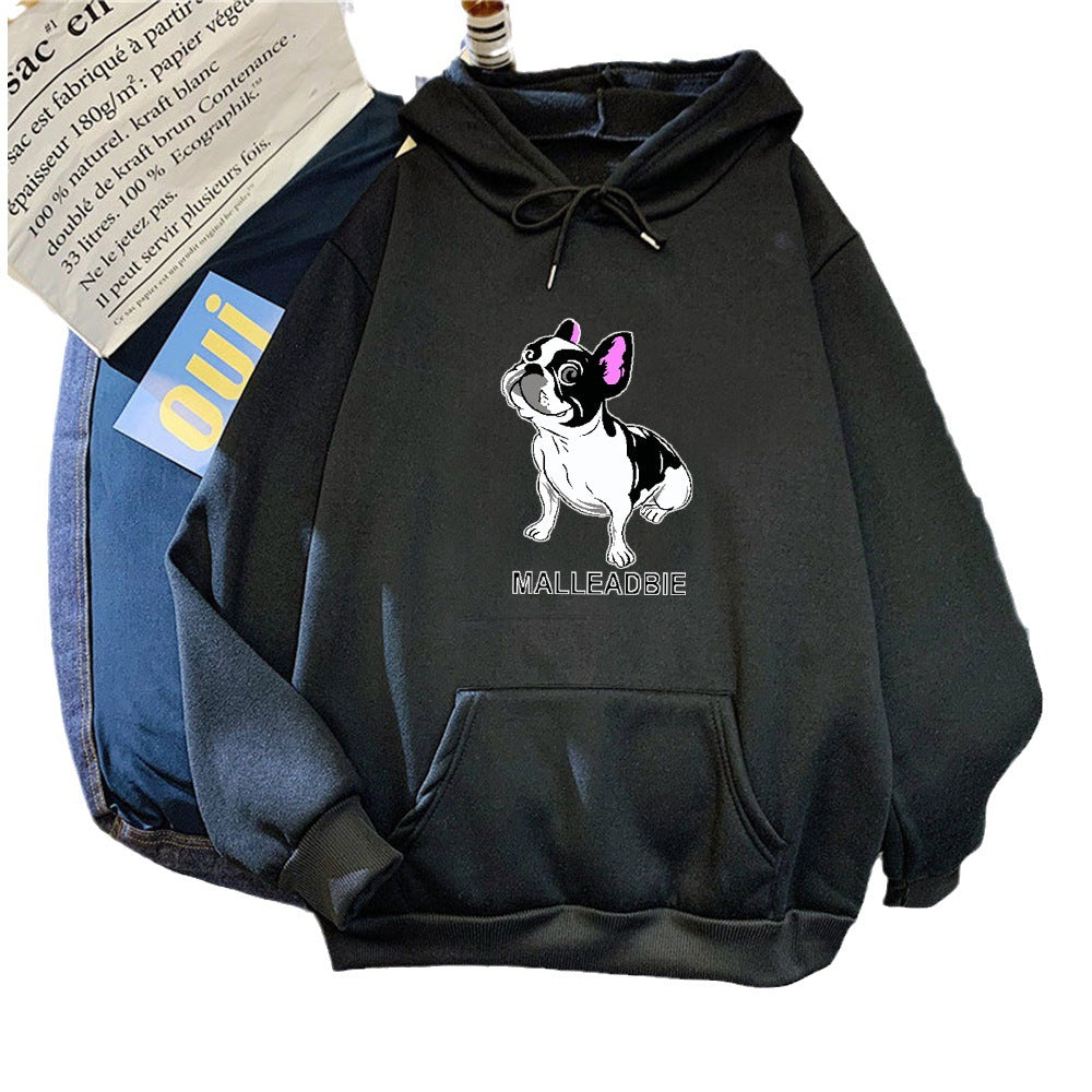 Dame hettegensere med kreativ fransk bulldogmotiv Skjora
