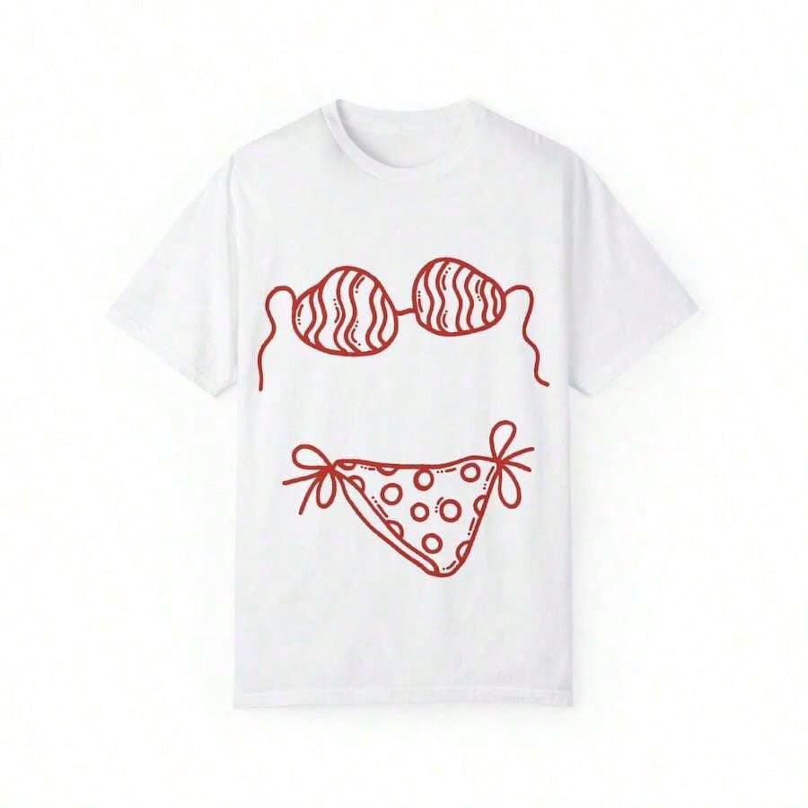 Damer oversized T-skjorte med kreativt bademotivsdesign og avslappet snitt Skjora