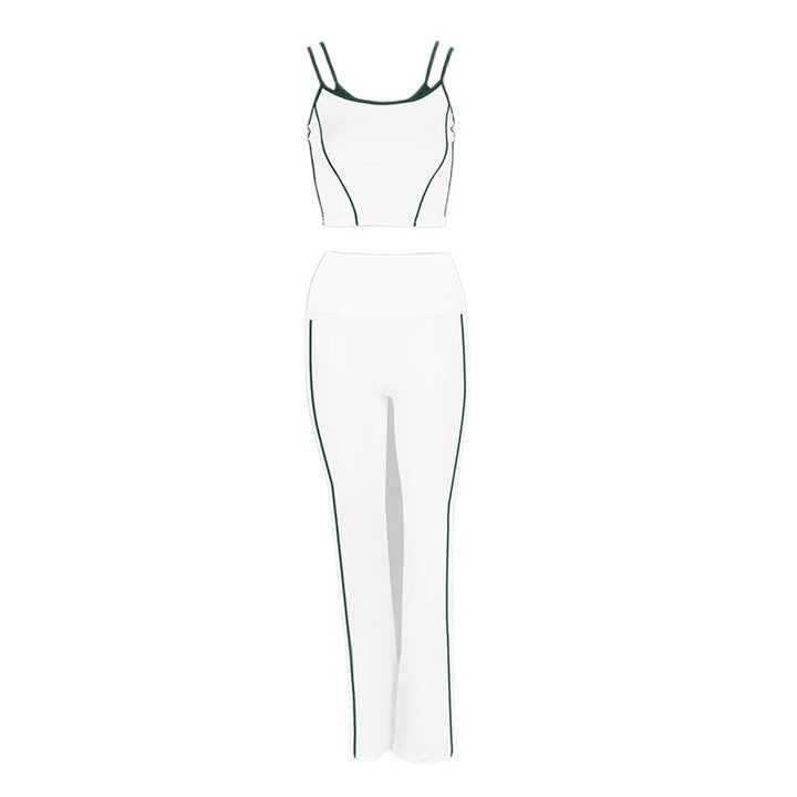 Dame Sportsligt To-delt Sett med moteriktig Crop-Top og vide Leggings Skjora
