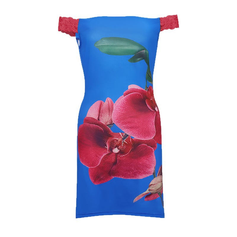 Dame Minikjole med blomstermønster og off-shoulder utringning Skjora