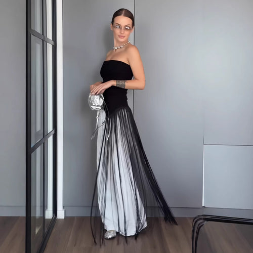 Dame Maxikjole med glitrende frynse-design Skjora