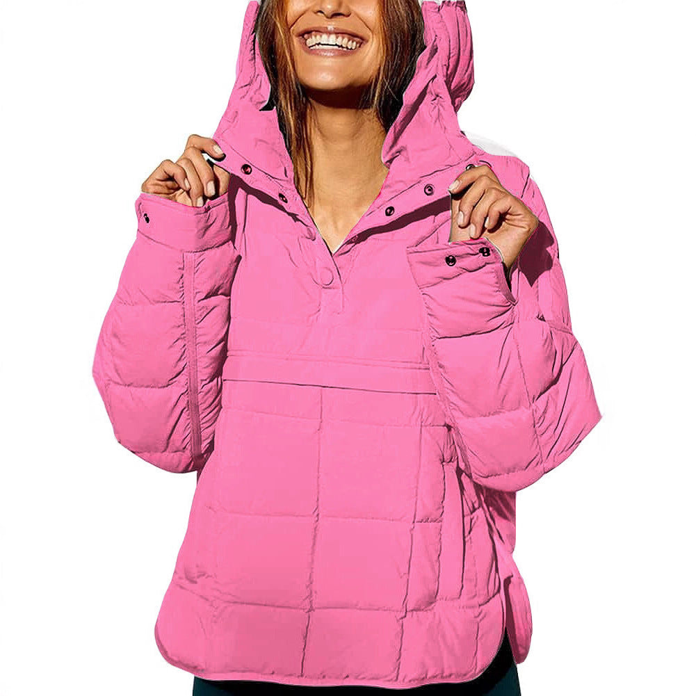 Kvinne Plus Size Polstret Jakke med Hette Skjora