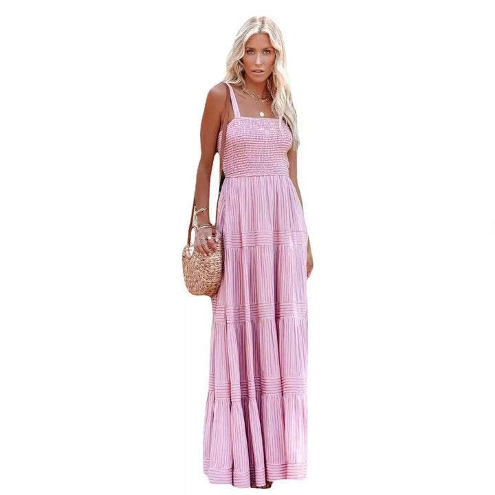 Dames maxi kjole med lett ruffle stil og elastisk bustier Skjora