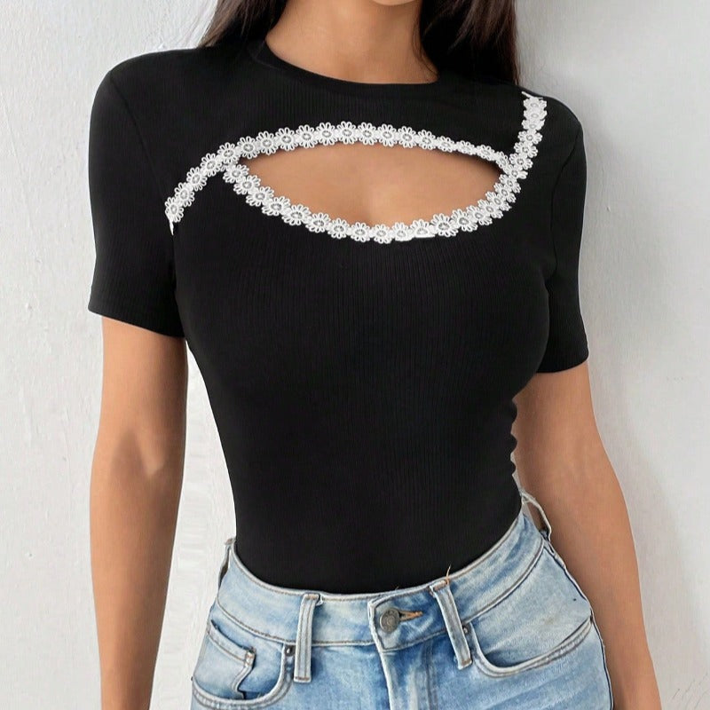 Dame Figurtilpasset Bodysuit med fint blondestykke Skjora