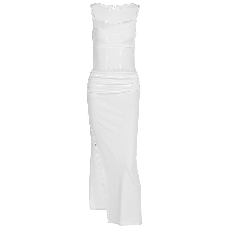 Damer Elegant omslagskjole med transparente innsatser og sideløsning Skjora
