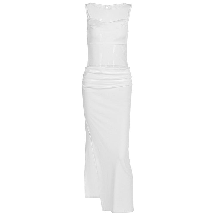 Damer Elegant omslagskjole med transparente innsatser og sideløsning Skjora