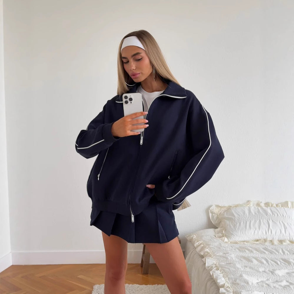 Dames sportieve ensemble met oversized jas en korte broek Skjora