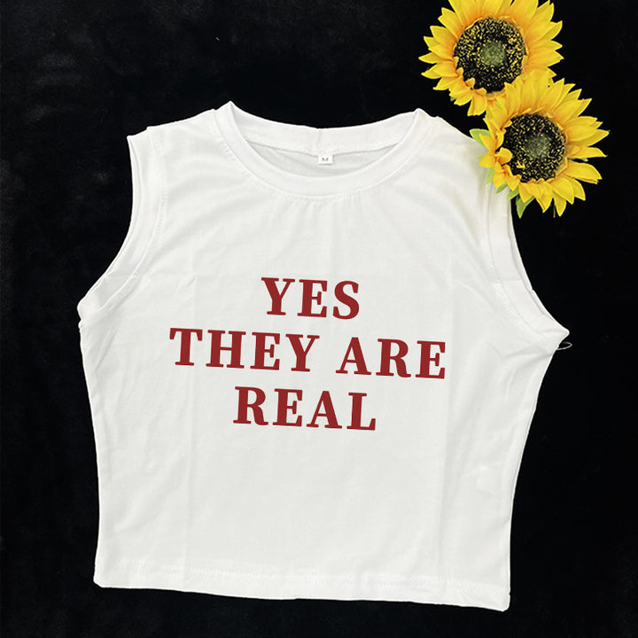 Dame cropped tanktop med dynamisk tekst Skjora