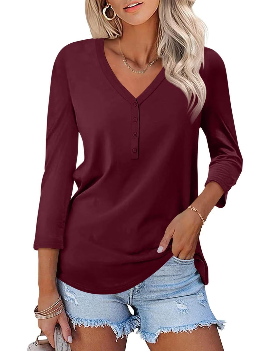 Women's Long Sleeve V-neck Shirt Skjora