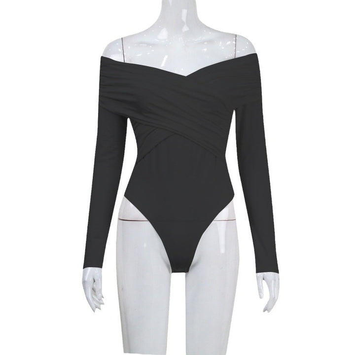 Dame Off-Shoulder topp med raffinert innviklet design og lange ermer Skjora