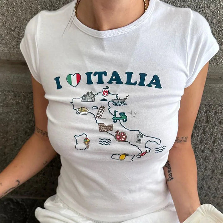 Dame T-skjorte i italiensk stil Skjora