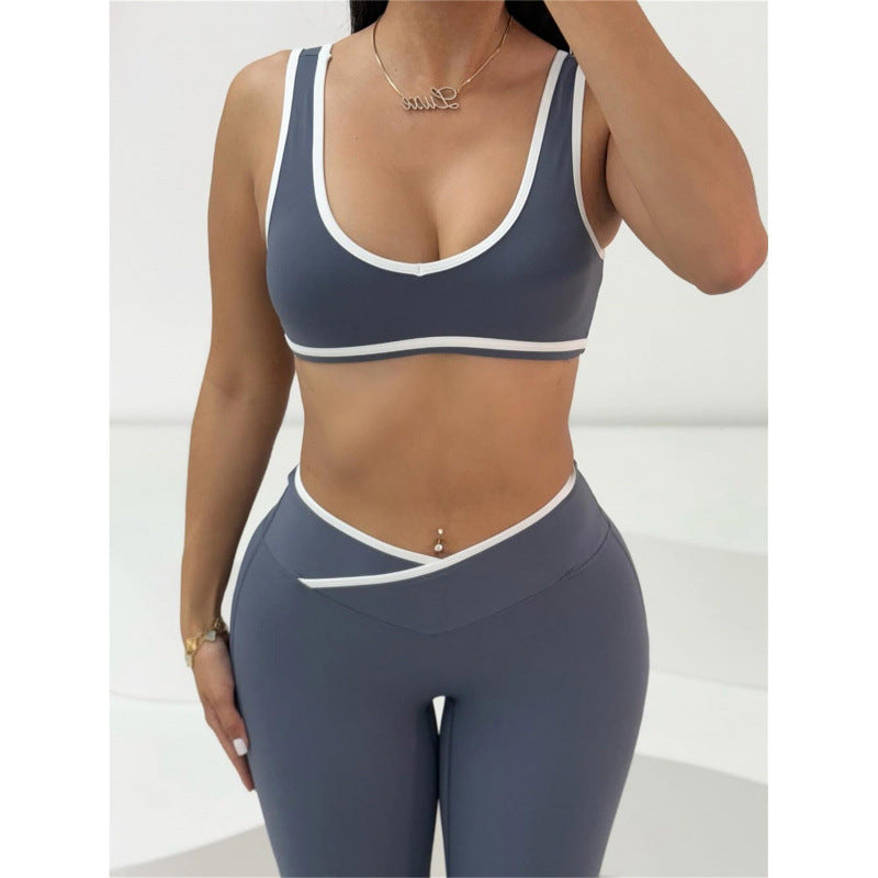 Women's Sporty Two Piece Set with Crop Top and Flared Leggings Skjora
