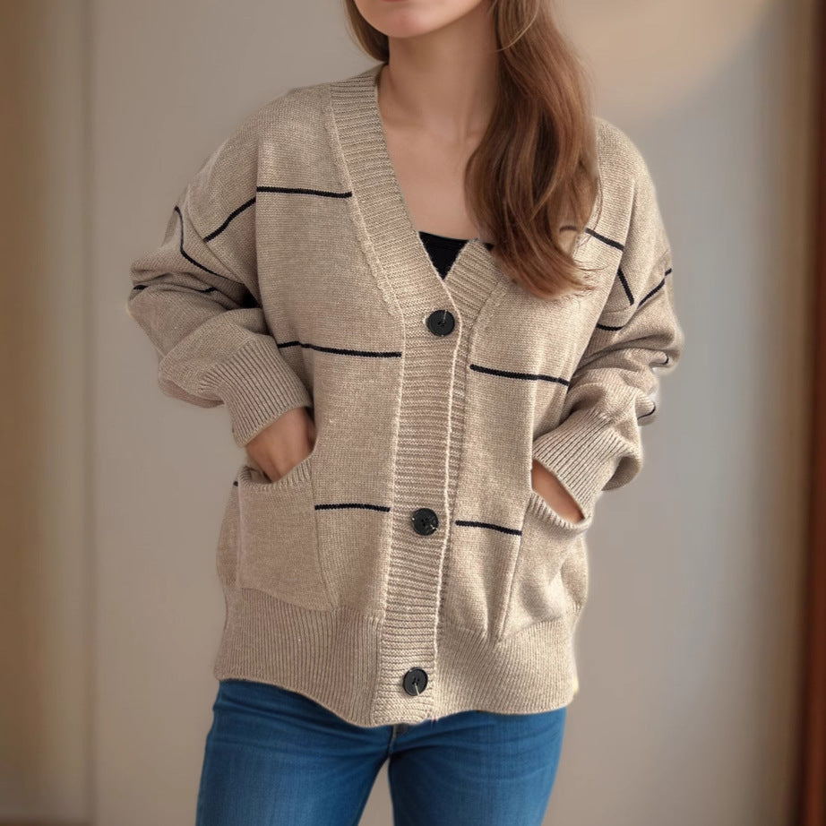 Damer koselig cardigan med lommer og knappe detaljer Skjora