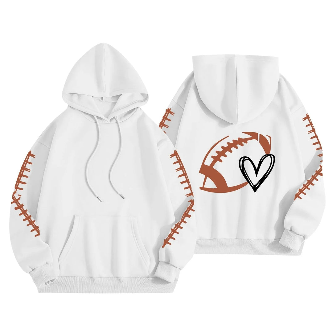 Damehoodie med kreativ fotballmotiv og avslappet passform Skjora