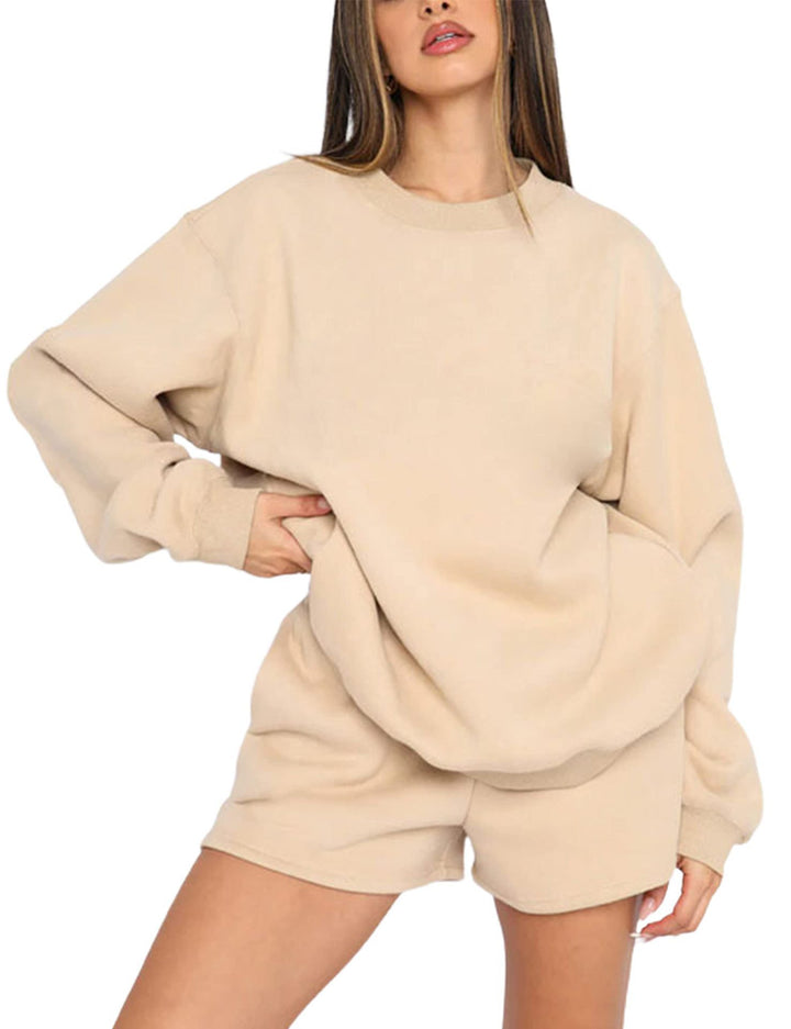 Kvinners casual genser og shorts sett Skjora