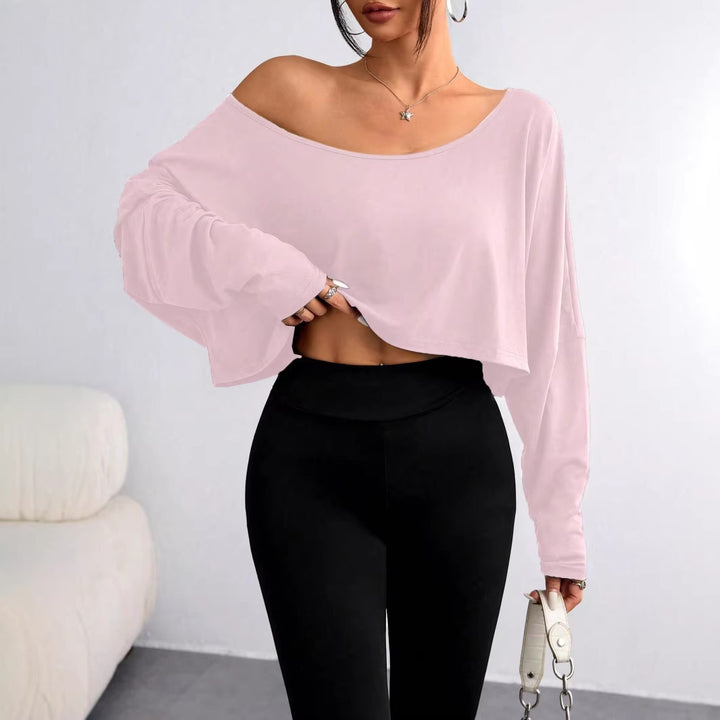 Dame Løs Crop-Top med vid passform og asymmetrisk utringning Skjora