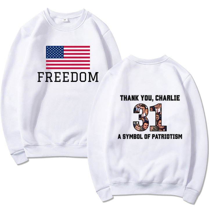 Kvinnesweatshirt med patriotisk trykk og mykt materiale Skjora