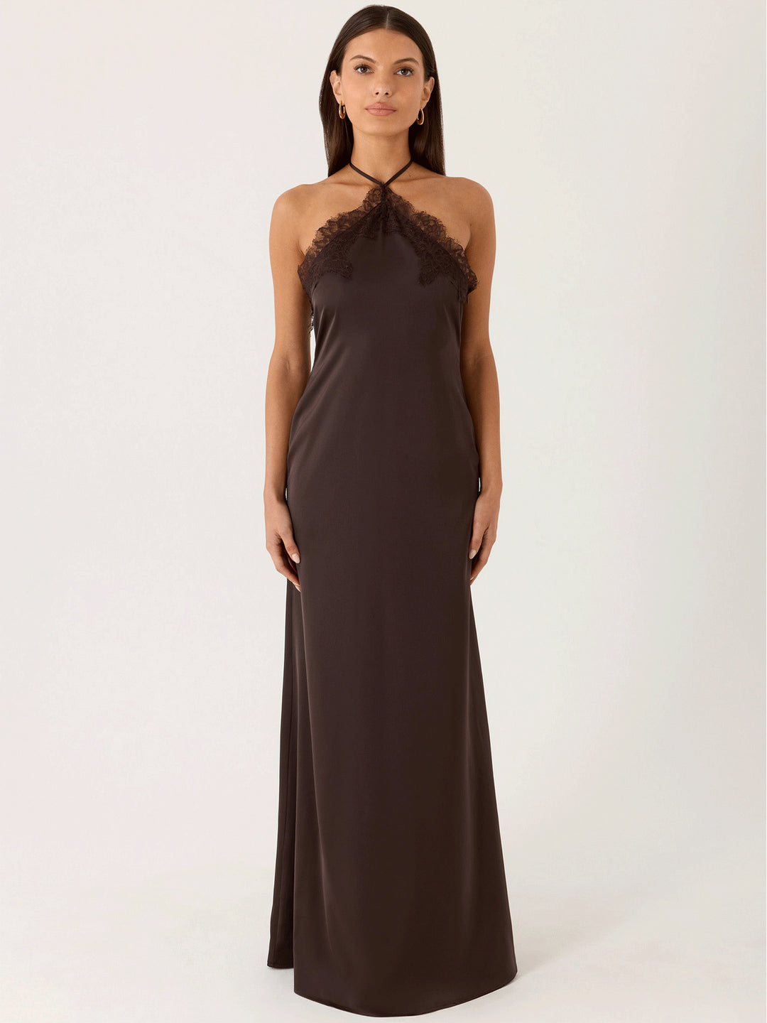 Dame Elegant Maxi Kjole med sofistikert blonde bustier og flytende stoff