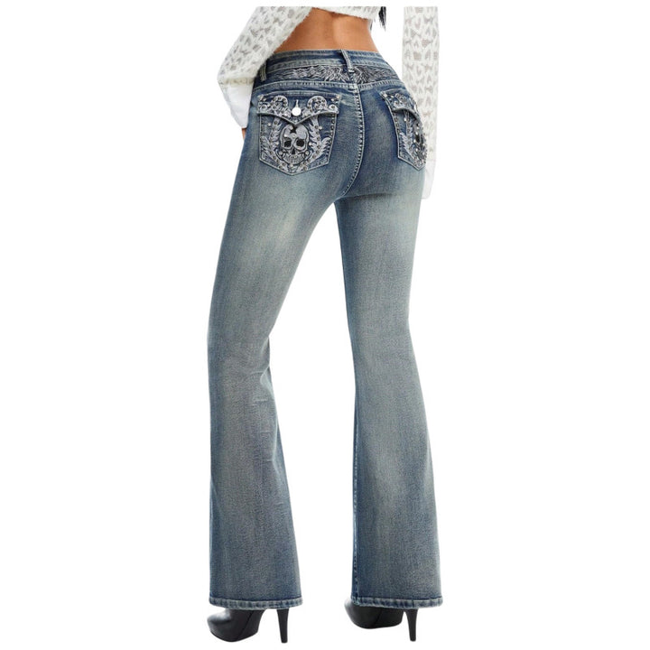 Dame Bootcut Jeans med dekorerte lommer Skjora
