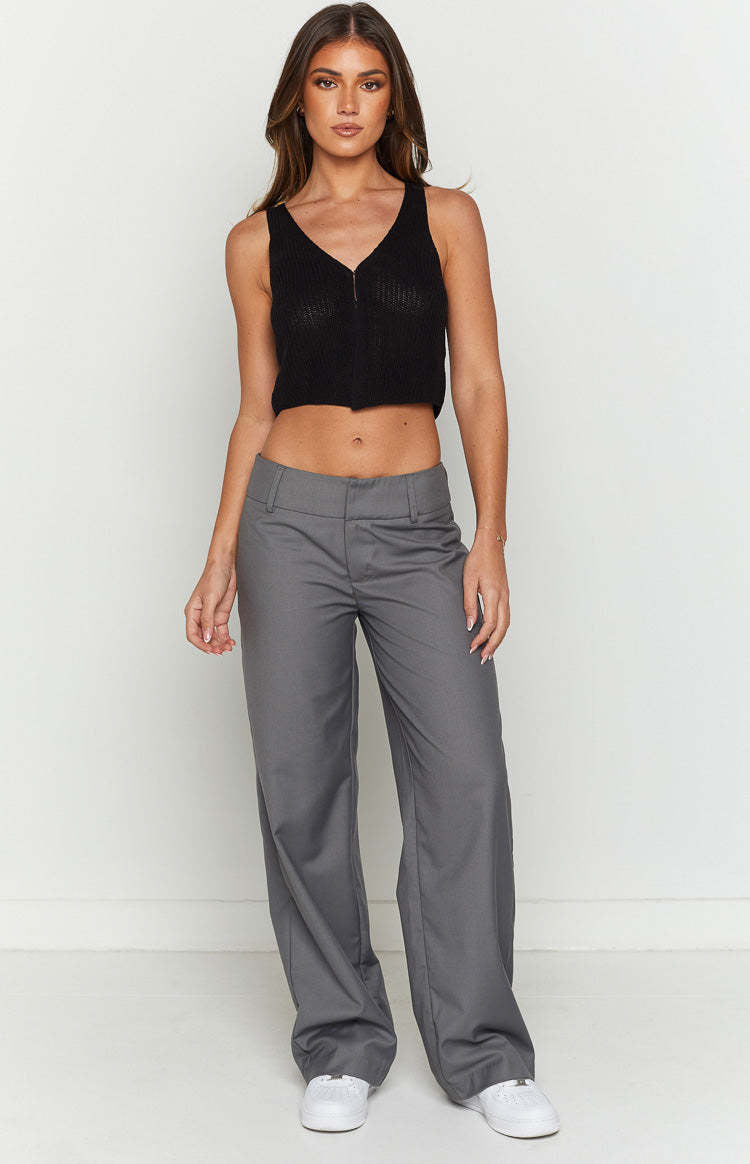 Damer strikket Crop-Top med V-hals og glidelåsdetalj Skjora