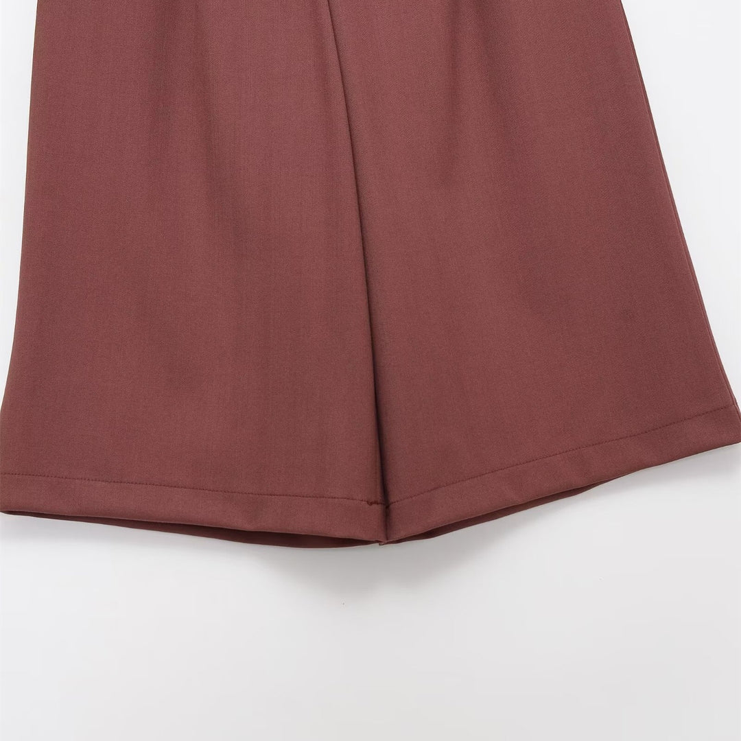 Dame vide høyt liv-shorts med elegant folder Skjora