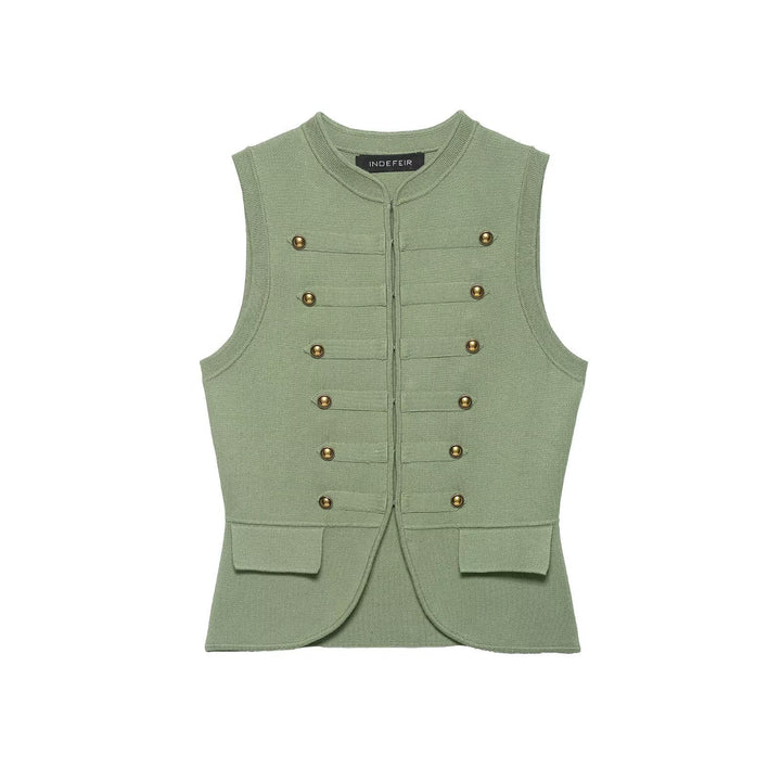 Damer raffinert utility-vest i militærstil med knappe-detaljer Skjora
