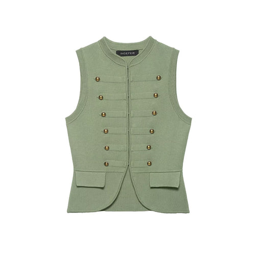 Damer raffinert utility-vest i militærstil med knappe-detaljer Skjora