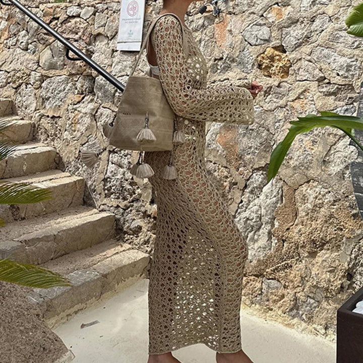 Damen Elegantes Häkel-Maxikleid mit weitem Schnitt und feinen Details Skjora