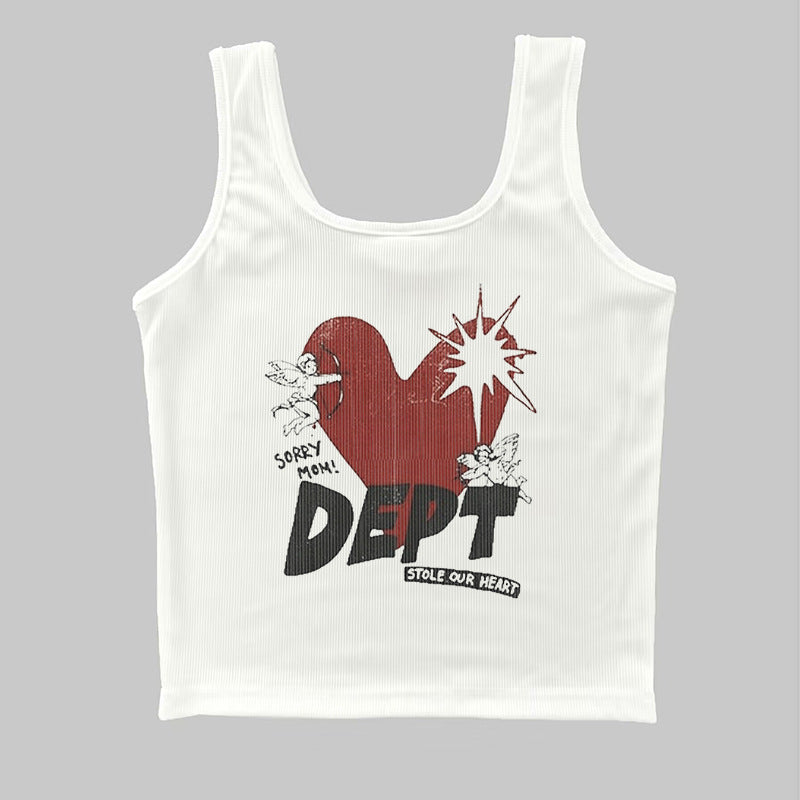 Dame ermeless Camisole med iøynefallende grafisk design Skjora