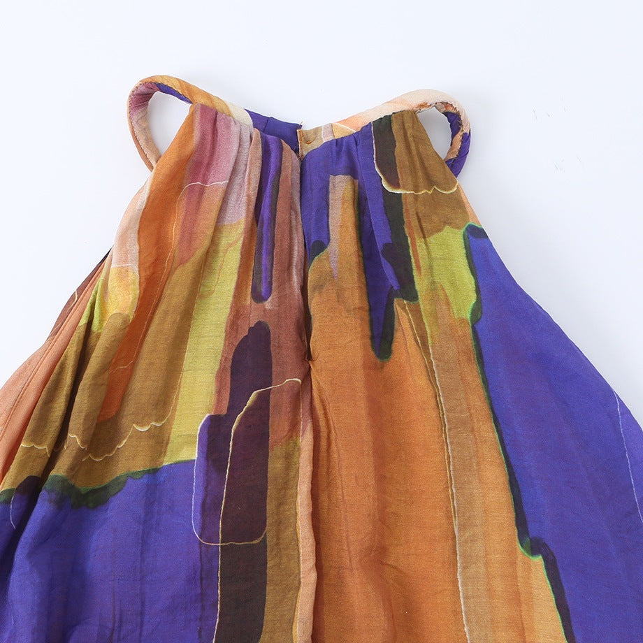 Dame maxikjole med høy krage og flytende stoff Skjora