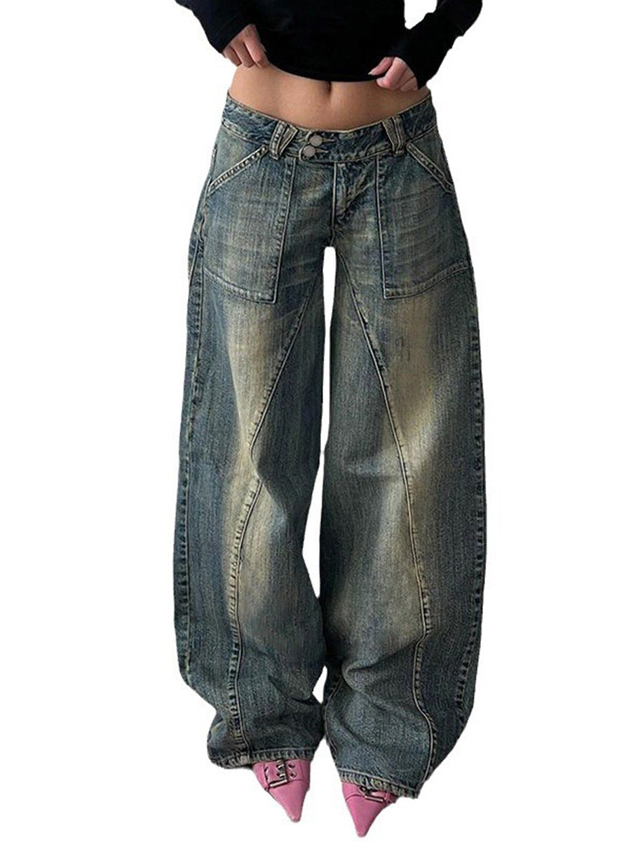 Dame vidde jeans med avslappet snitt og unikt design Skjora
