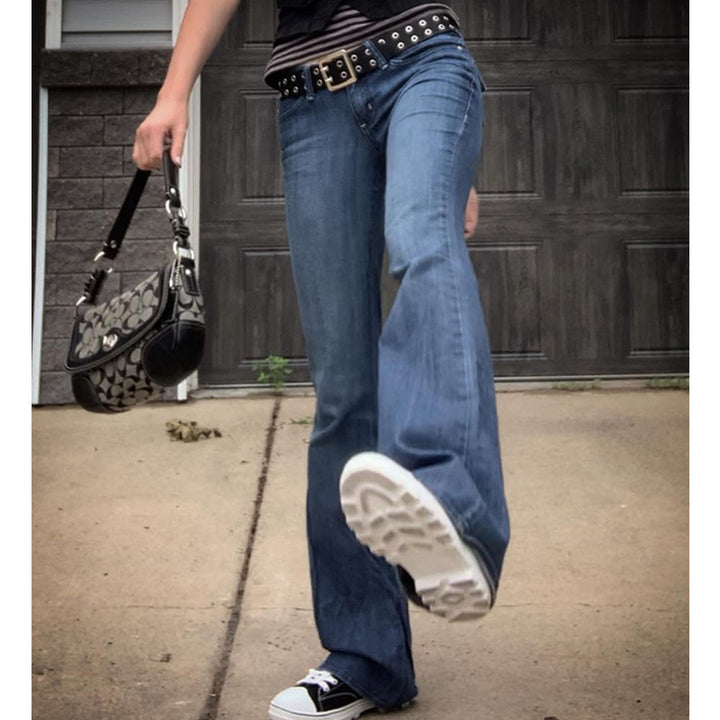 Dame Bootcut Jeans med leken frynsebesetning Skjora