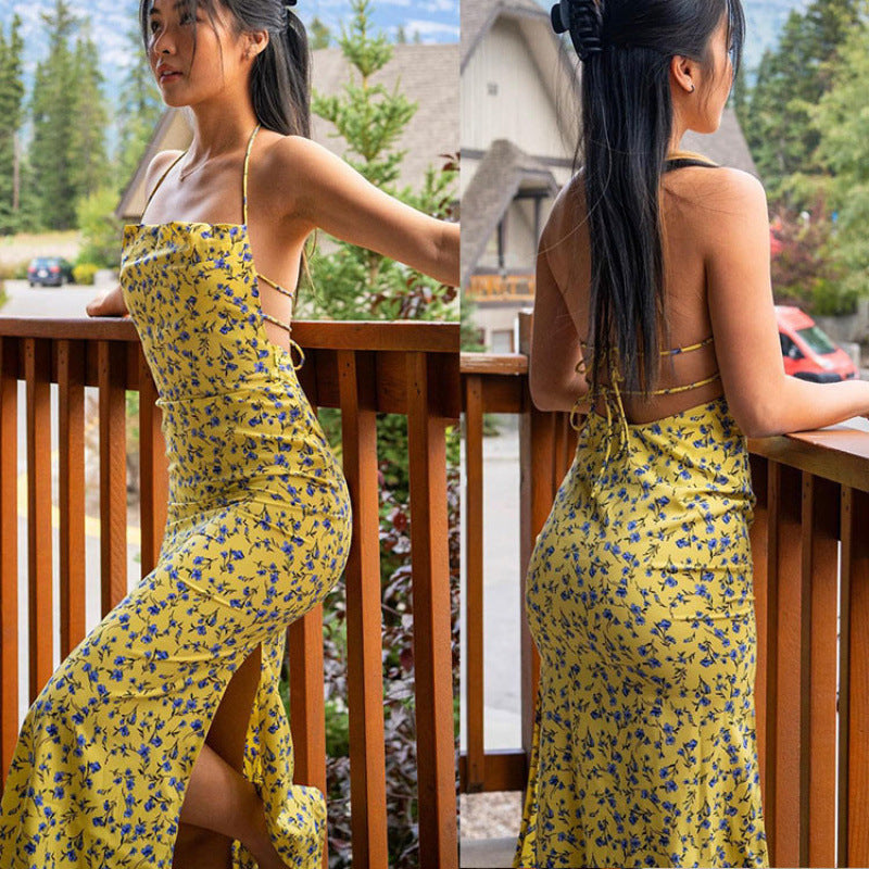 Dame Etuikjole med blomsterdesign og elegante spaghetti-stropper Skjora