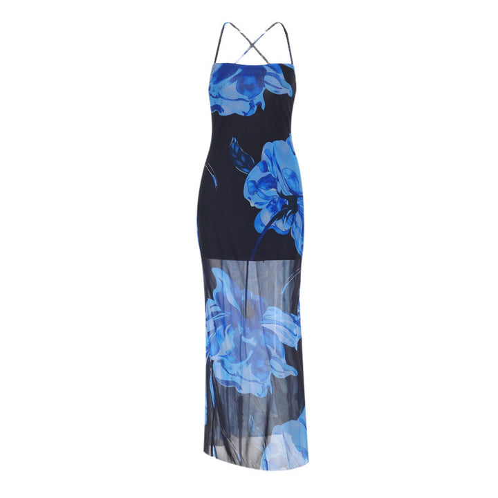 Kjole maxi til kvinner med blomsterdesign og elegant snitt