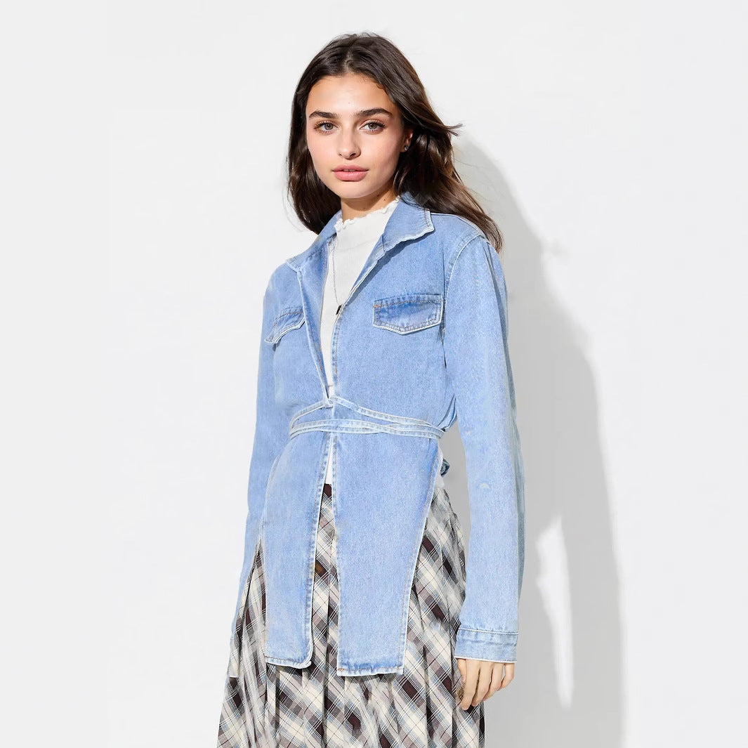 Kvinnes jeansjakke i moderne oversized stil med en cropped fasong og praktiske lommer Skjora