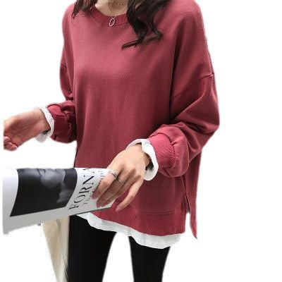 Kvinne Casual Sweatshirt med Løs Passform og Moderne Detaljer