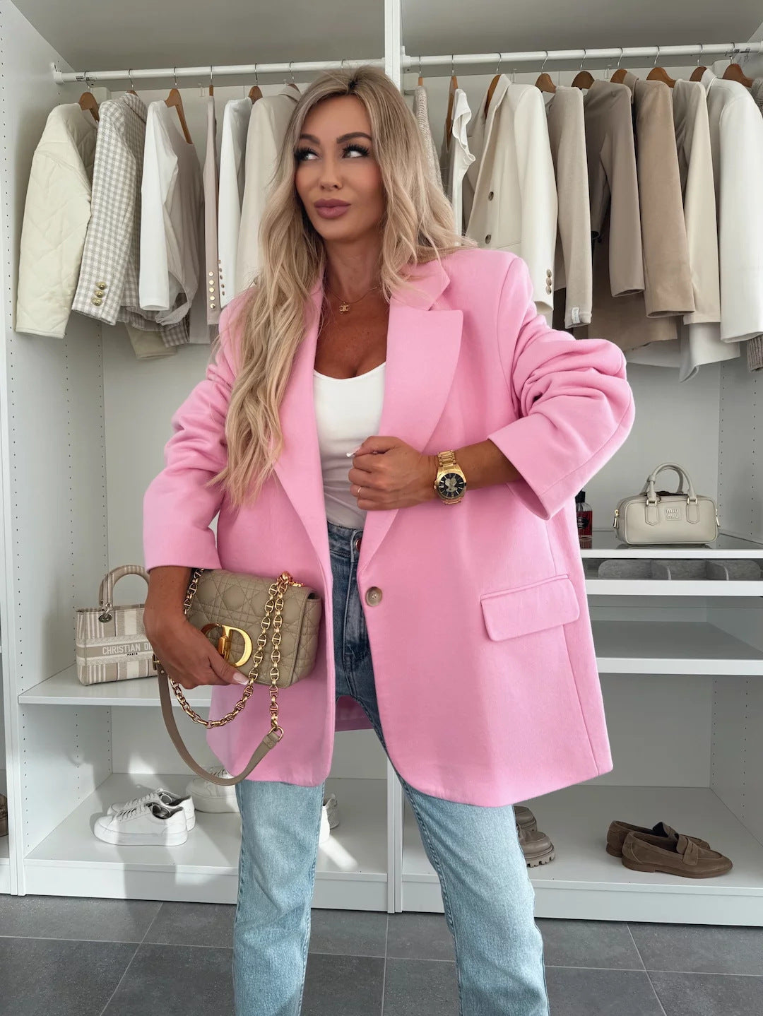 Kvinner oversized blazer med praktiske lommer og moderne snitt Skjora