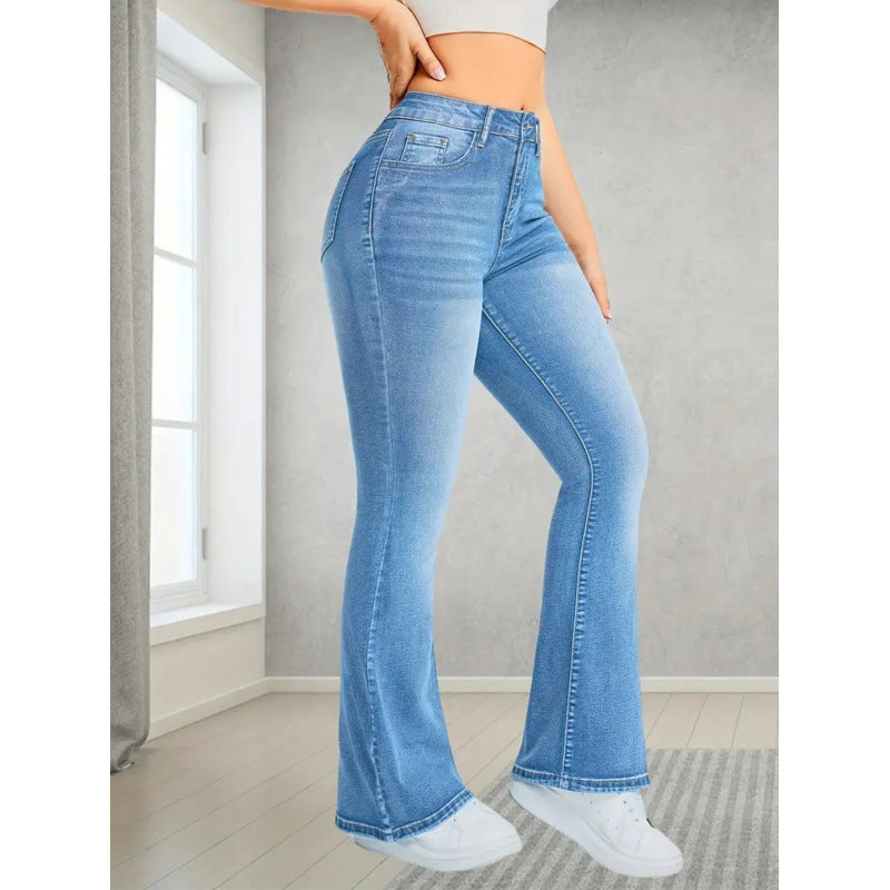 Dame Bootcut Jeans med høy midje og moderne vask Skjora